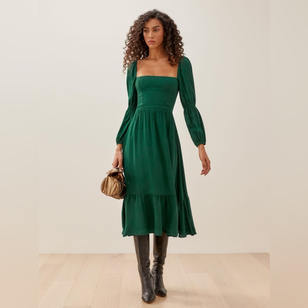 REFORMATION Mica Dress in Emerald